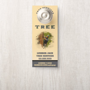*~* Lumber Jack TREE  Services QR Yellow Door Door Hanger