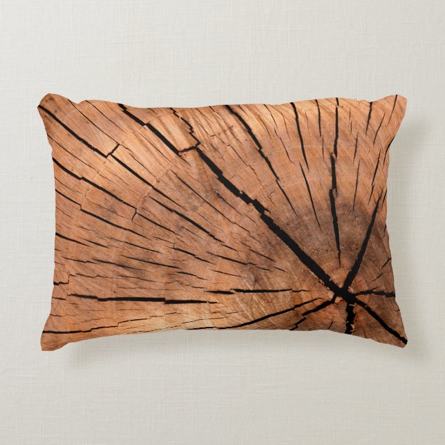 Lumber log wood tree cross section decorative cushion (Front)