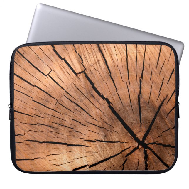 Lumber log wood tree cross section laptop sleeve (Front)