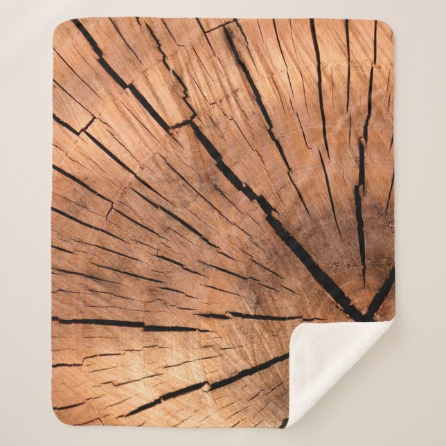 Lumber log wood tree cross section sherpa blanket (Front)