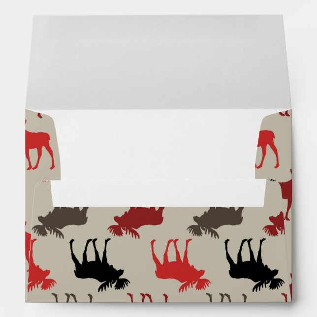 Lumber Red Black Grey Moose Silhouette Antler Deer Envelope (Back (Bottom))