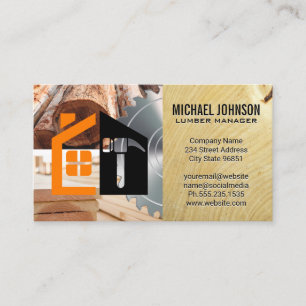 Lumber Saw Builder Logo Business Card