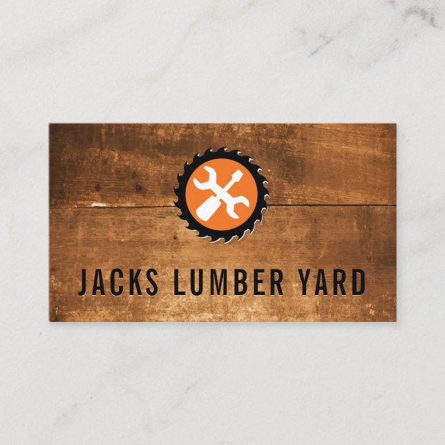 Lumber Saw | Wood Panel | Hardware Tools Business Card (Front)