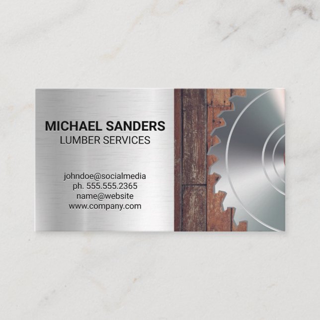 Lumber | Wood and Circular Saw Business Card (Front)