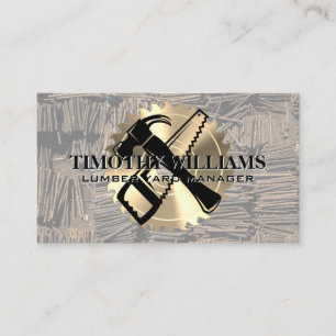 Lumber Yard   Saw Hammer Business Card