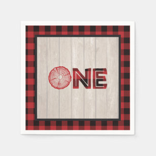 Lumberjack 1st Birthday Napkin - Red ONE