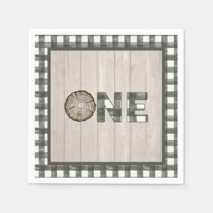 Lumberjack 1st Birthday Napkin - White ONE