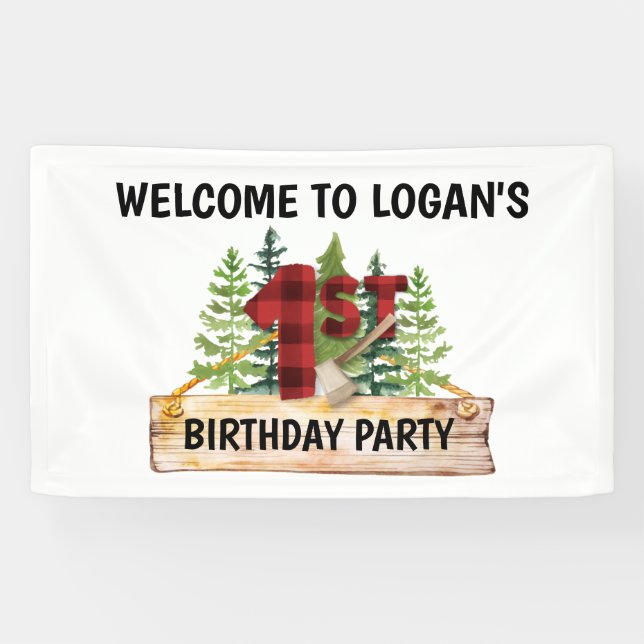 Lumberjack 1st Birthday Welcome Party Banner (Horizontal)