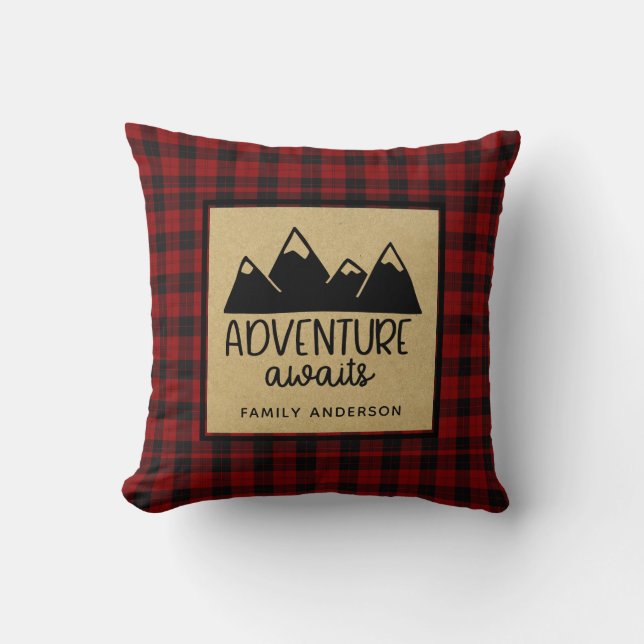 Lumberjack Adventure Awaits Decor Personalised Cushion (Front)