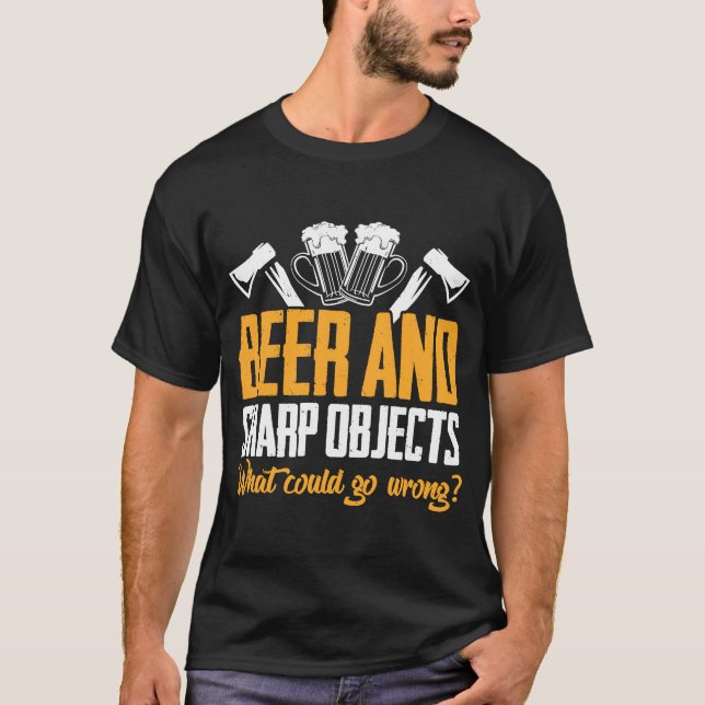 Lumberjack Axe Beer  Arborist Forest Tree Forest T-Shirt (Front)