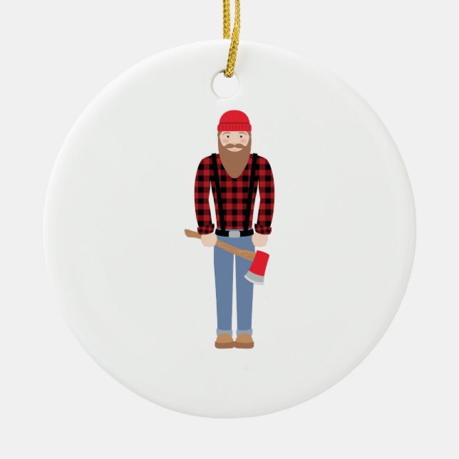 Lumberjack Axe Ceramic Tree Decoration (Front)