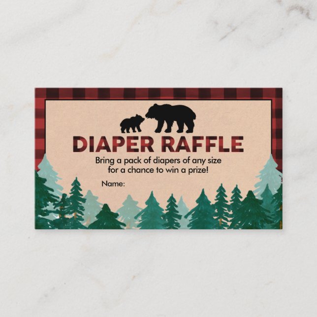 Lumberjack Baby Shower Diaper Raffle Business Card (Front)