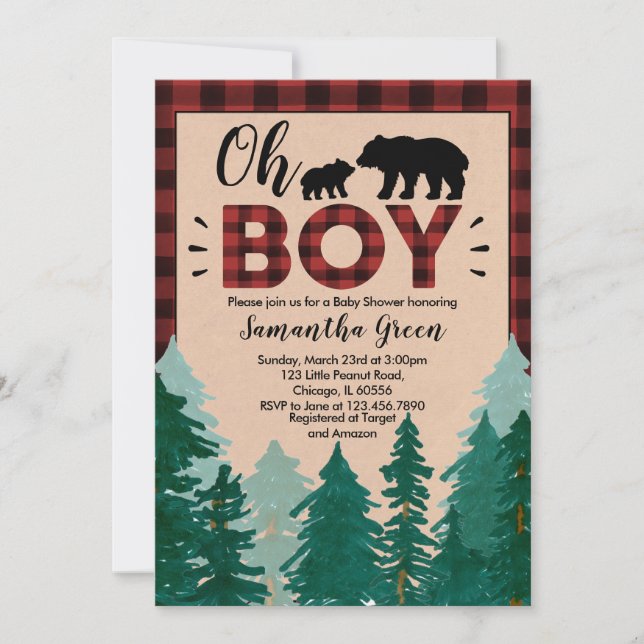 Lumberjack Baby Shower Invitation (Front)