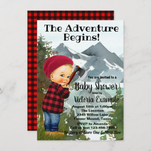 Lumberjack Baby Shower Invitations