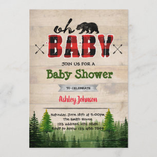 Lumberjack baby shower party invitation