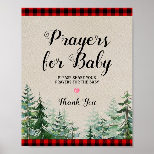 Lumberjack Baby Shower Prayers for Baby Poster (Front)