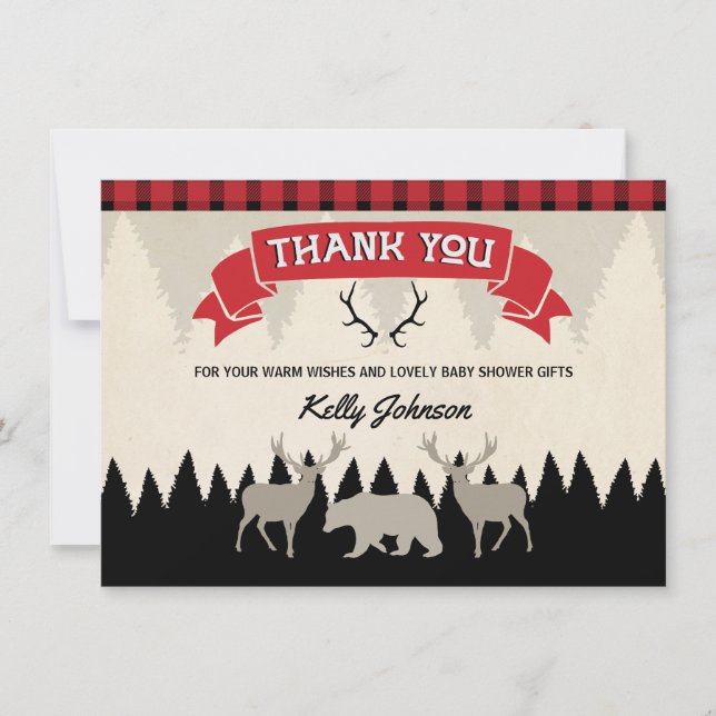 Lumberjack Baby Shower Thank You Card (Front)