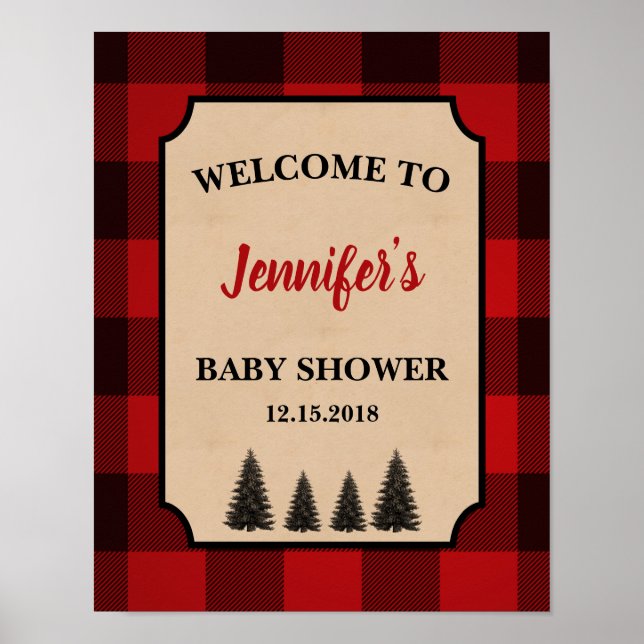 Lumberjack Baby Shower Welcome Sign Personalised (Front)