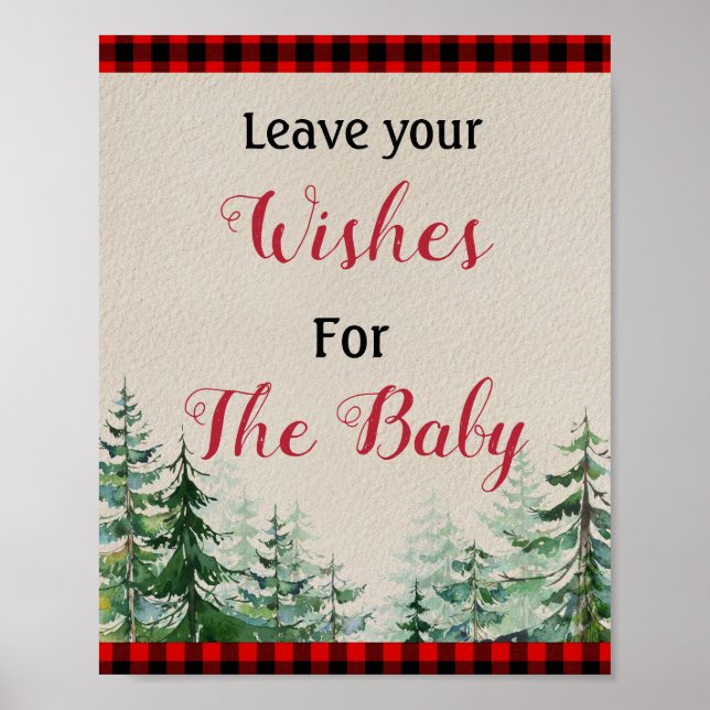 Lumberjack Baby Shower Wishes for Baby Sign (Front)