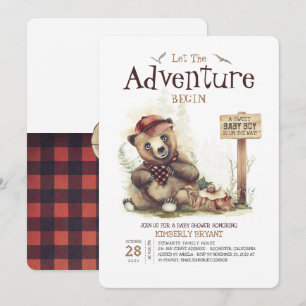Lumberjack Baby Shower Woodland Little Bear Cub Invitation