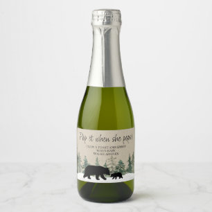Lumberjack Bear Baby Shower Pop It Champagne Label