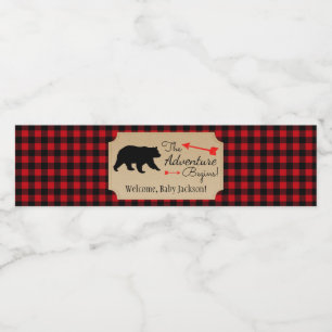 Lumberjack Bear Baby Shower Water Bottle Labels