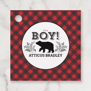 Lumberjack Bear Boy Baby Shower Favour Tags