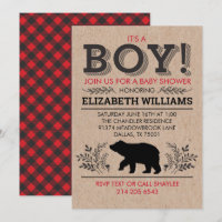 Lumberjack bear Flannel Rustic Boy Baby Shower