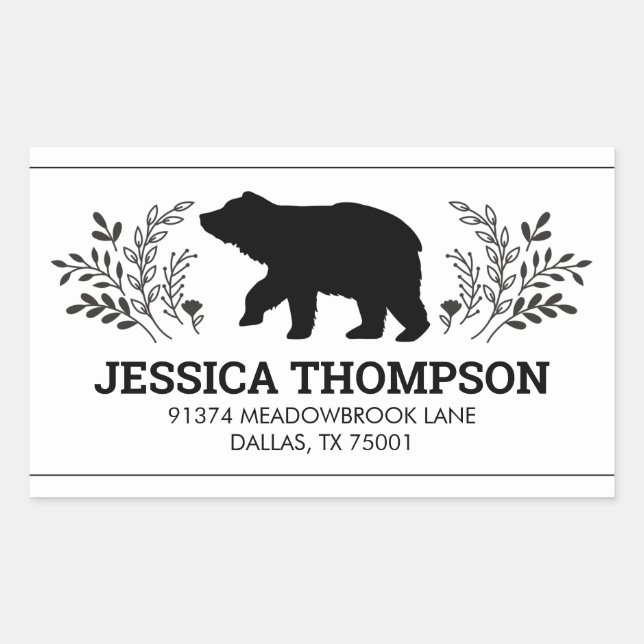 Lumberjack Bear Return Address Rectangular Sticker (Front)