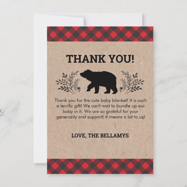 Lumberjack Bear Thank You Card (Front)