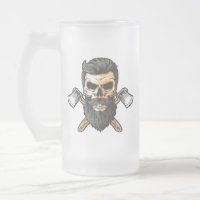 Lumberjack Bearded Skull Crossed Axes