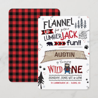 Lumberjack Birthday Invitation Buffalo Plaid Boy