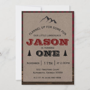 Lumberjack Birthday Invitation Mountain