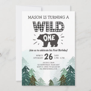 Lumberjack Birthday Invitation Wild One Forest