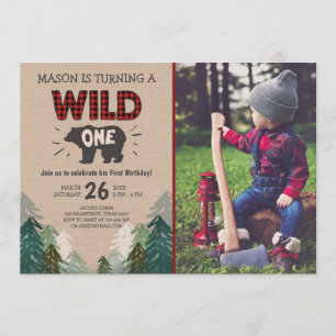 Lumberjack Birthday Invitation Wild One Forest
