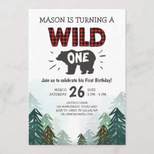 Lumberjack Birthday Invitation Wild One Forest