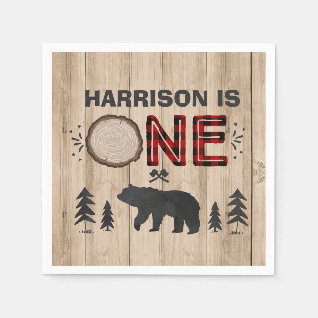 Lumberjack Birthday Party Napkin Lumberjack Party (Front)