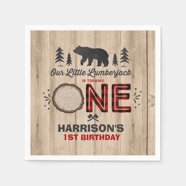 Lumberjack Birthday Party Napkin Lumberjack Party (Front)