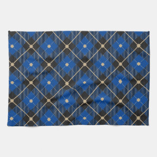 Lumberjack Black Blue Plaid Pattern Tea Towel