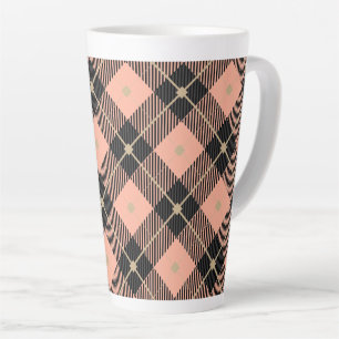 Lumberjack Black Coral PInk Plaid Latte Mug