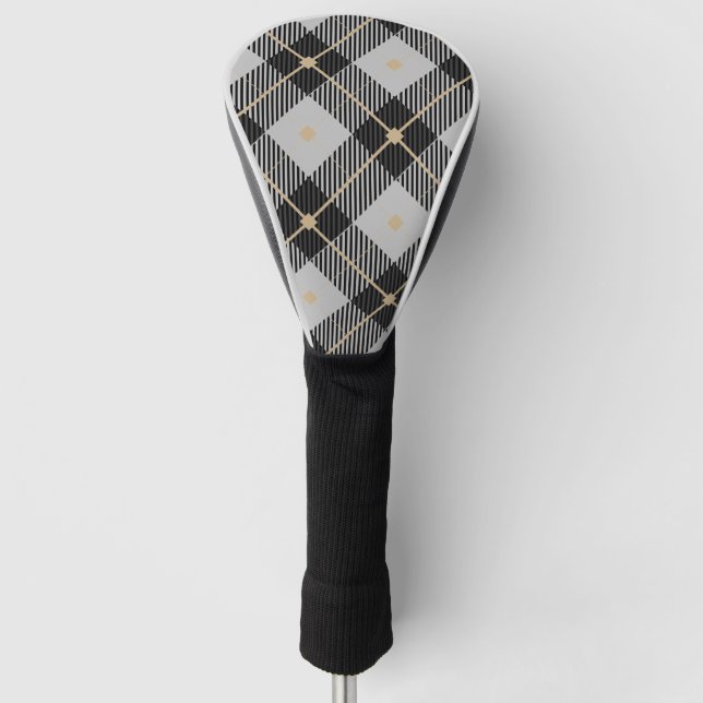 Lumberjack Black Grey Plaid Pattern Golf Head Cover (Front)