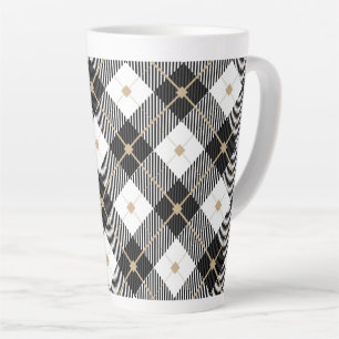 Lumberjack Black White Plaid Pattern Latte Mug