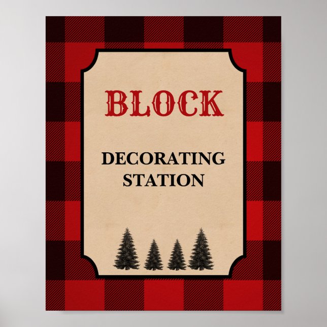 Lumberjack Block Decorating Station Sign (Front)