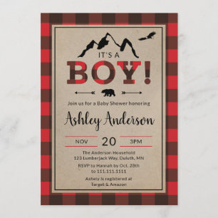 Lumberjack Boy Baby Shower Invitation