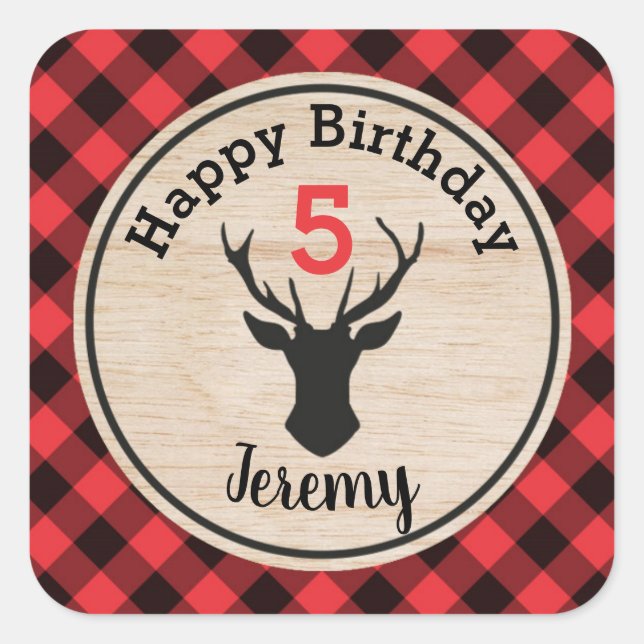 Lumberjack Boy Birthday Party Favour Sticker (Front)
