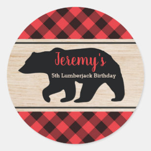 Lumberjack Boy Birthday Party Favour Sticker