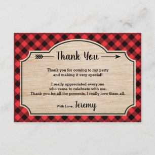 Lumberjack Boy Birthday Party Thank You Card