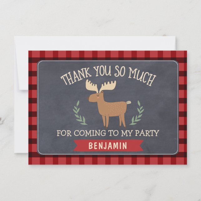Lumberjack Boys Birthday Thank You Flat Card (Front)