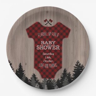 Lumberjack Buffalo Baby Suit Barn Baby Shower Paper Plate