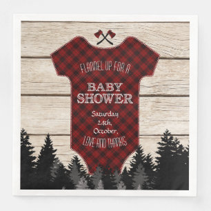 Lumberjack Buffalo Baby Suit Wood Baby Shower Napkin
